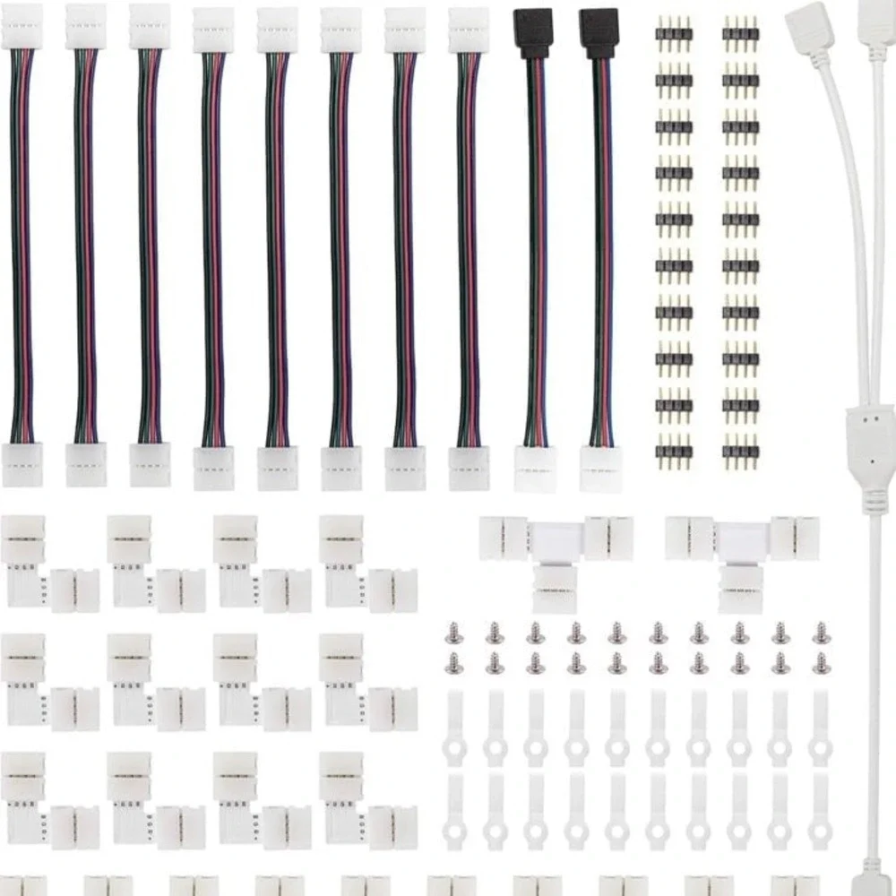 FUMENTON LED Strip Connector Kit for 5050 10mm 4Pin,Includes 8 Types of Solderle